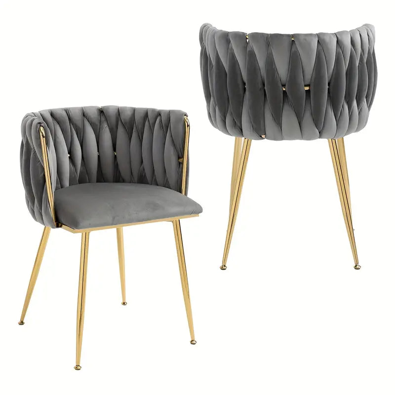 ✨ Set of 2 Woven Upholstered Dining Chairs – Modern &amp; Chic ✨