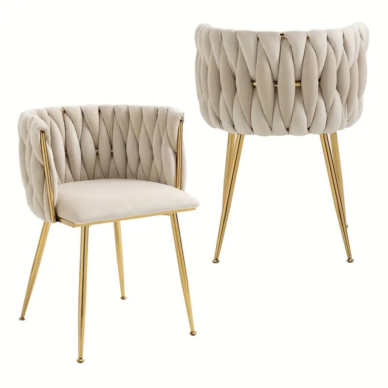 ✨ Set of 2 Woven Upholstered Dining Chairs – Modern &amp; Chic ✨