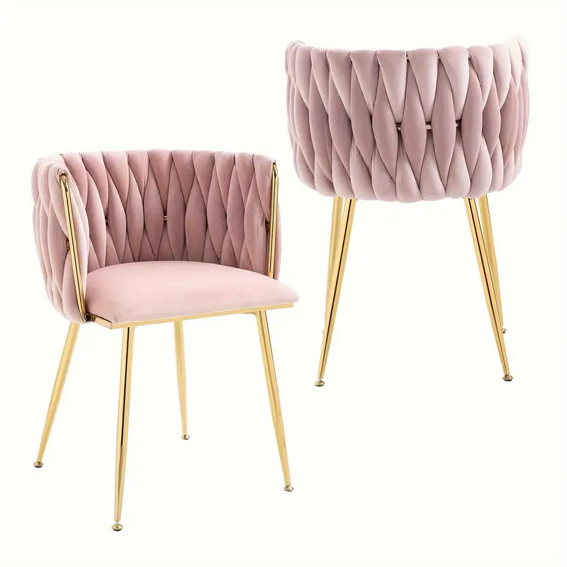 ✨ Set of 2 Woven Upholstered Dining Chairs – Modern &amp; Chic ✨