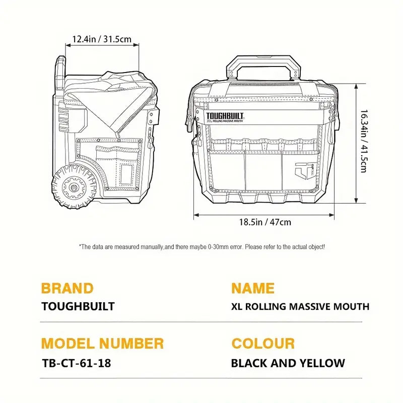 KH-  XL Rolling Tool Bag with Extra Wide Opening.