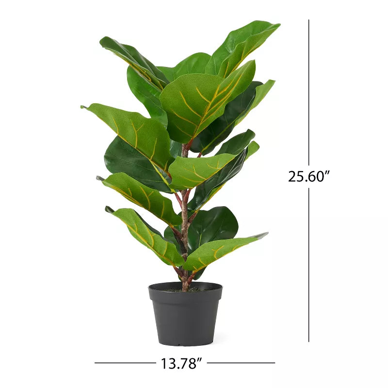 GDFStudio Stilwell Artificial Fiddle Leaf Fig Tree 2' x 1', Green