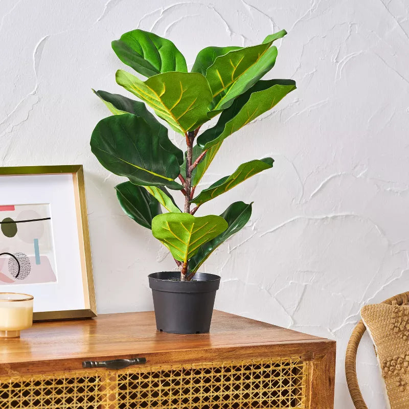 GDFStudio Stilwell Artificial Fiddle Leaf Fig Tree 2' x 1', Green