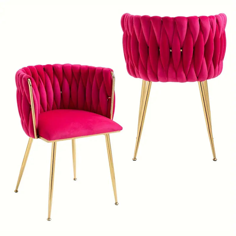 ✨ Set of 2 Woven Upholstered Dining Chairs – Modern &amp; Chic ✨