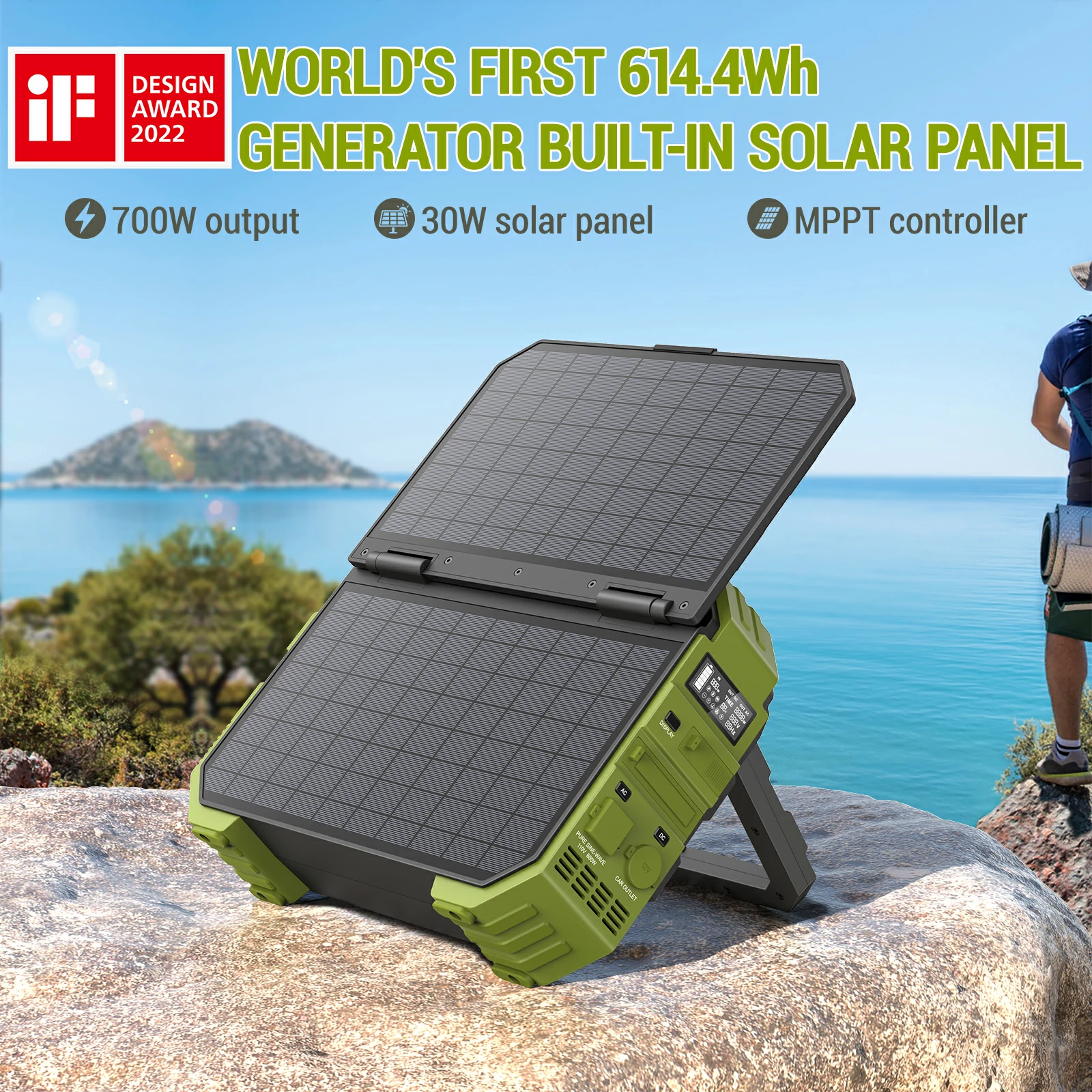 KF-Portable Power Station with Built-in Solar Panel