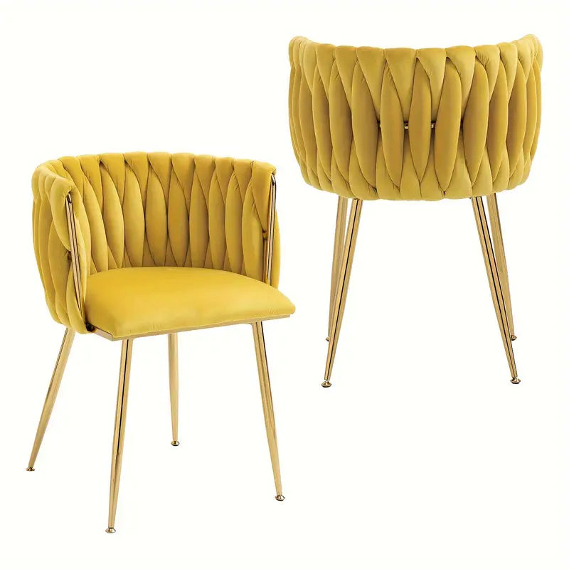 ✨ Set of 2 Woven Upholstered Dining Chairs – Modern &amp; Chic ✨