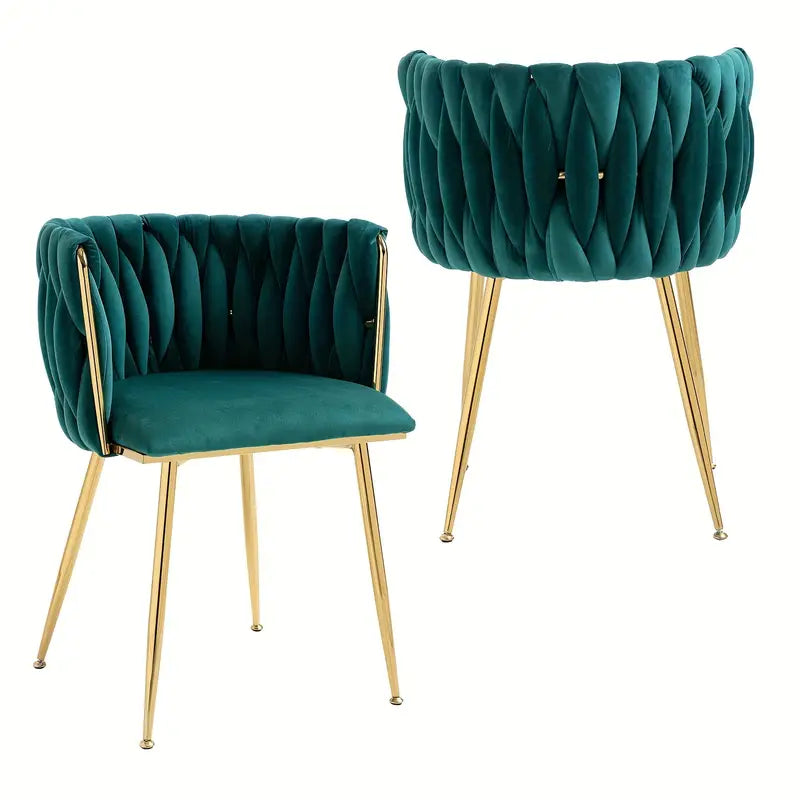 ✨ Set of 2 Woven Upholstered Dining Chairs – Modern &amp; Chic ✨